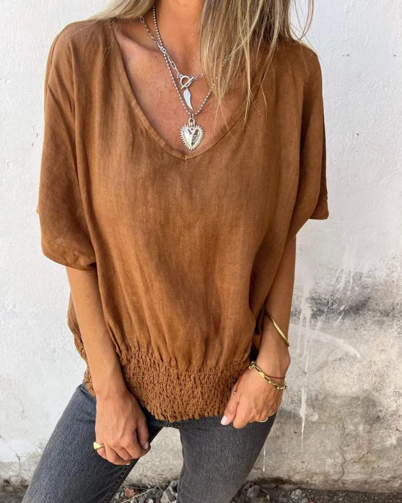 Luma | Waisted V-Neck T-Shirt