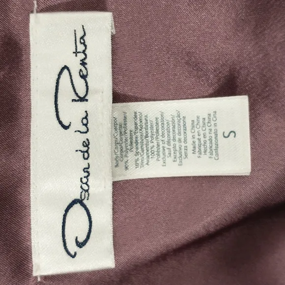 Lush Oscar de la Renta Lounge wear Robe Stretch Velvet Pocket Aubergine &amp; Gold