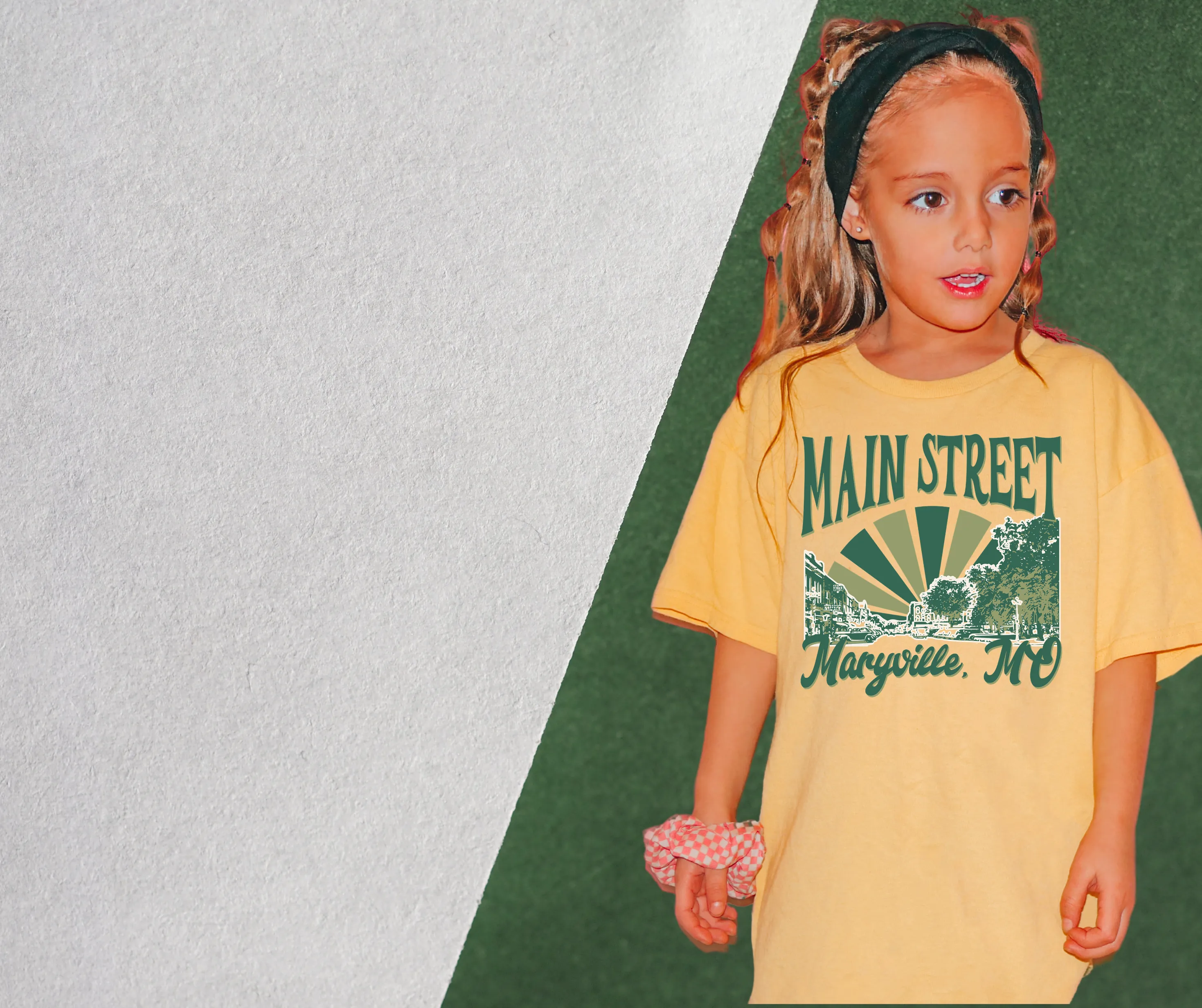 Main Street Maryville, MO Mustard Colored Tee