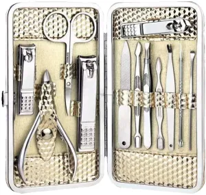 Manicure Pedicure Kit Nail Clippers Set High Quality Fingernails & Toenails Vibrissac Scissor 5 Pieces Best Care Tools for Man & Women with Travel Case (Black_A)