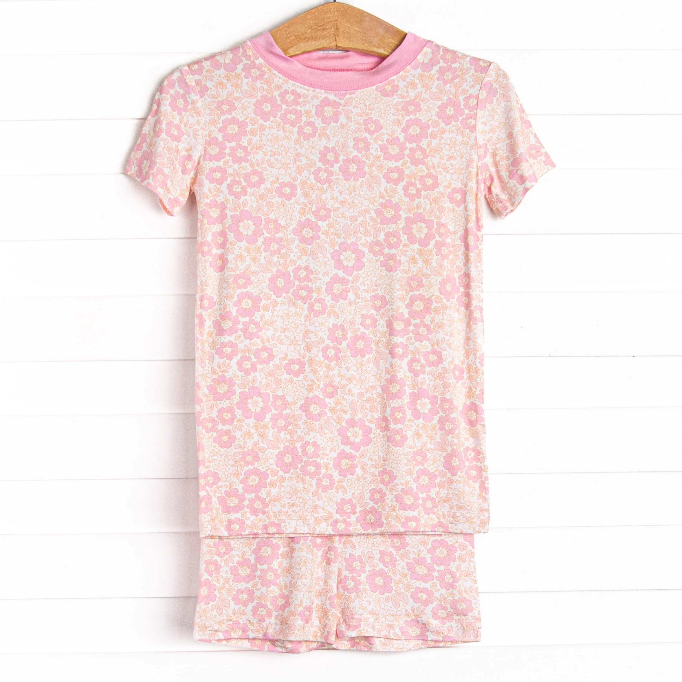 Marigold Meadow Bamboo Pajama Short Set, Pink