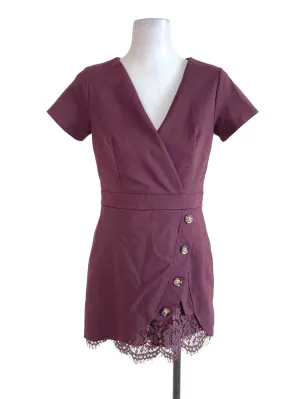 Maroon Red Lace Romper
