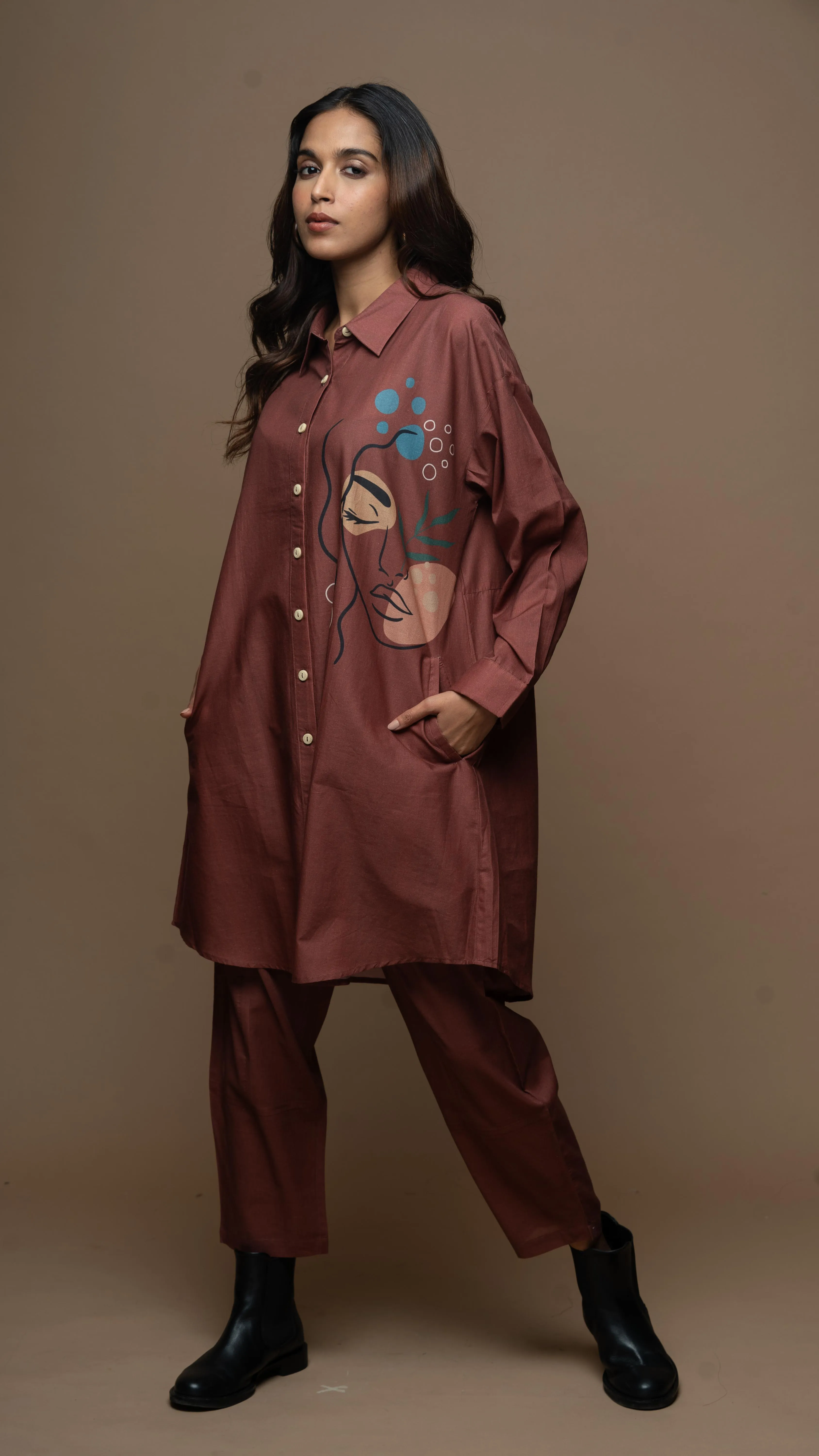 Marsala Tranquil Lady: Co-ord Pants Set