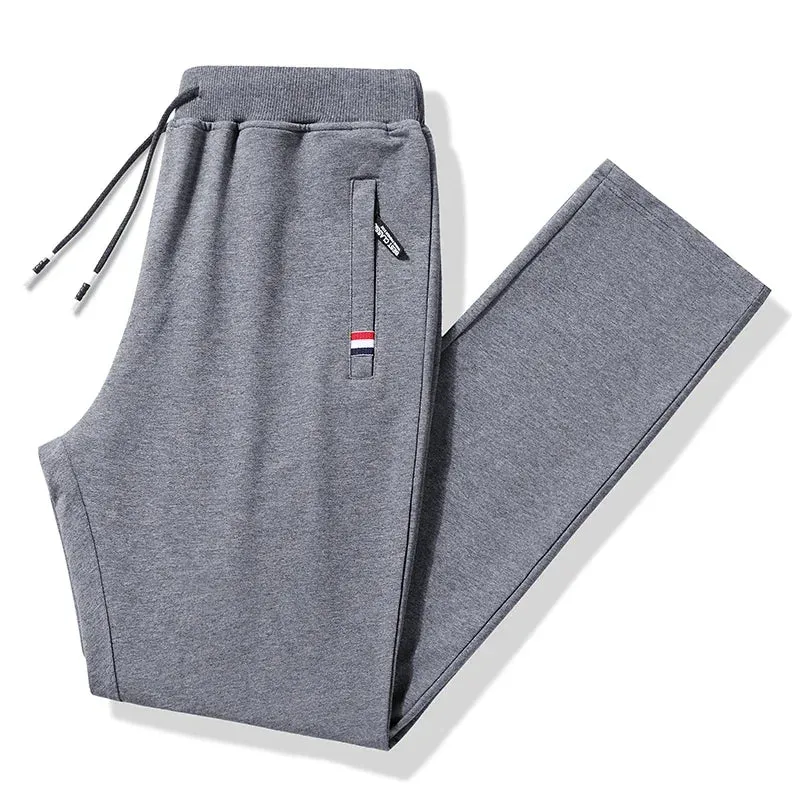 Men's Black Elastic Waist Sportswear Track Pants: Casual Cotton Stretch Joggers