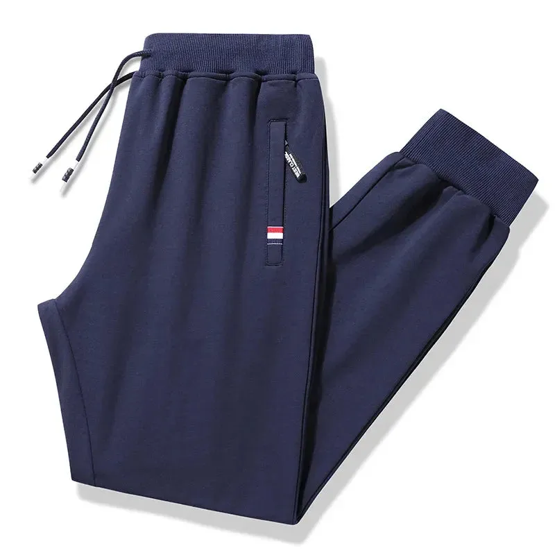 Men's Black Elastic Waist Sportswear Track Pants: Casual Cotton Stretch Joggers