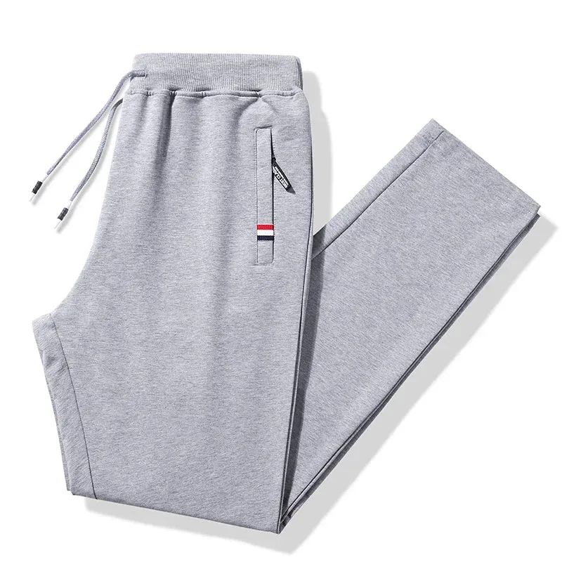 Men's Black Elastic Waist Sportswear Track Pants: Casual Cotton Stretch Joggers