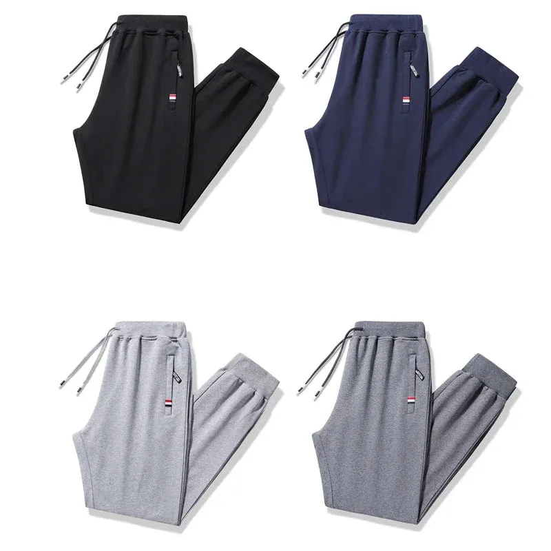 Men's Black Elastic Waist Sportswear Track Pants: Casual Cotton Stretch Joggers