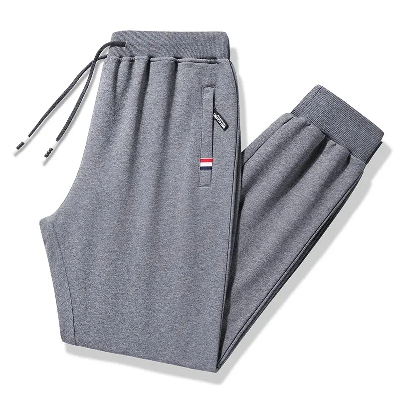 Men's Black Elastic Waist Sportswear Track Pants: Casual Cotton Stretch Joggers