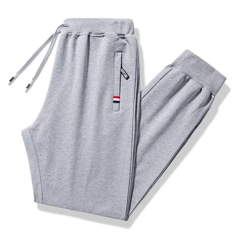 Men's Black Elastic Waist Sportswear Track Pants: Casual Cotton Stretch Joggers