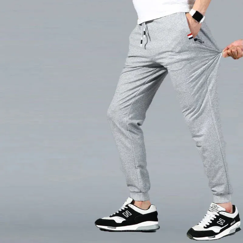 Men's Black Elastic Waist Sportswear Track Pants: Casual Cotton Stretch Joggers