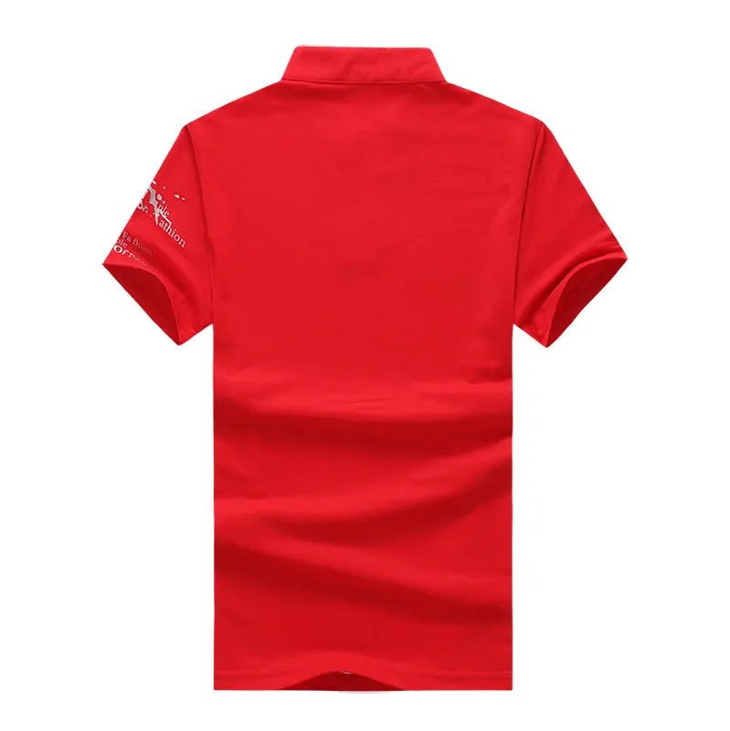 Men's Printing Henry Stand-Up Collar Short Sleeves Plus Size T-shirt