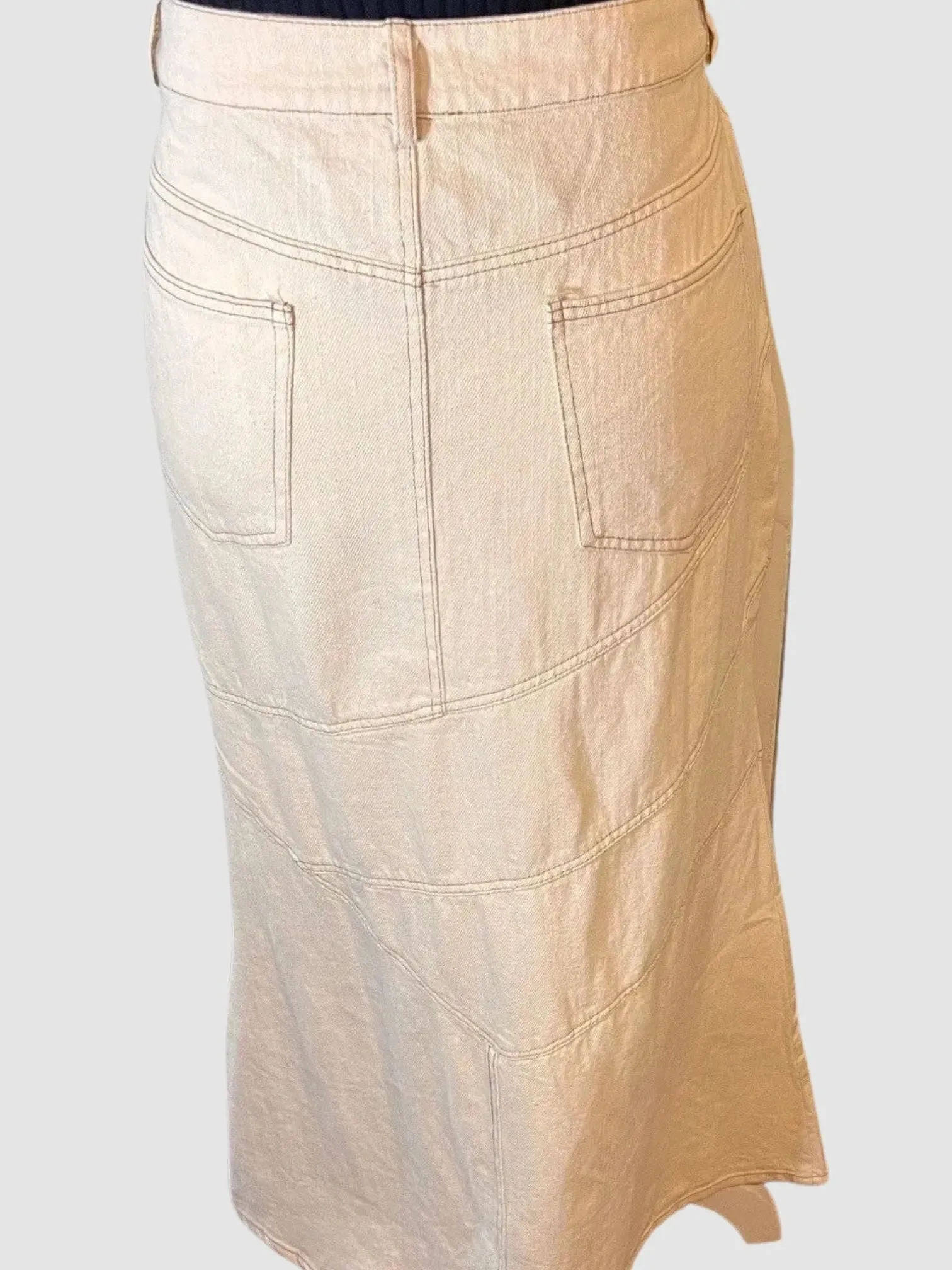 Mermaid Cream Denim Maxi Skirt Beige