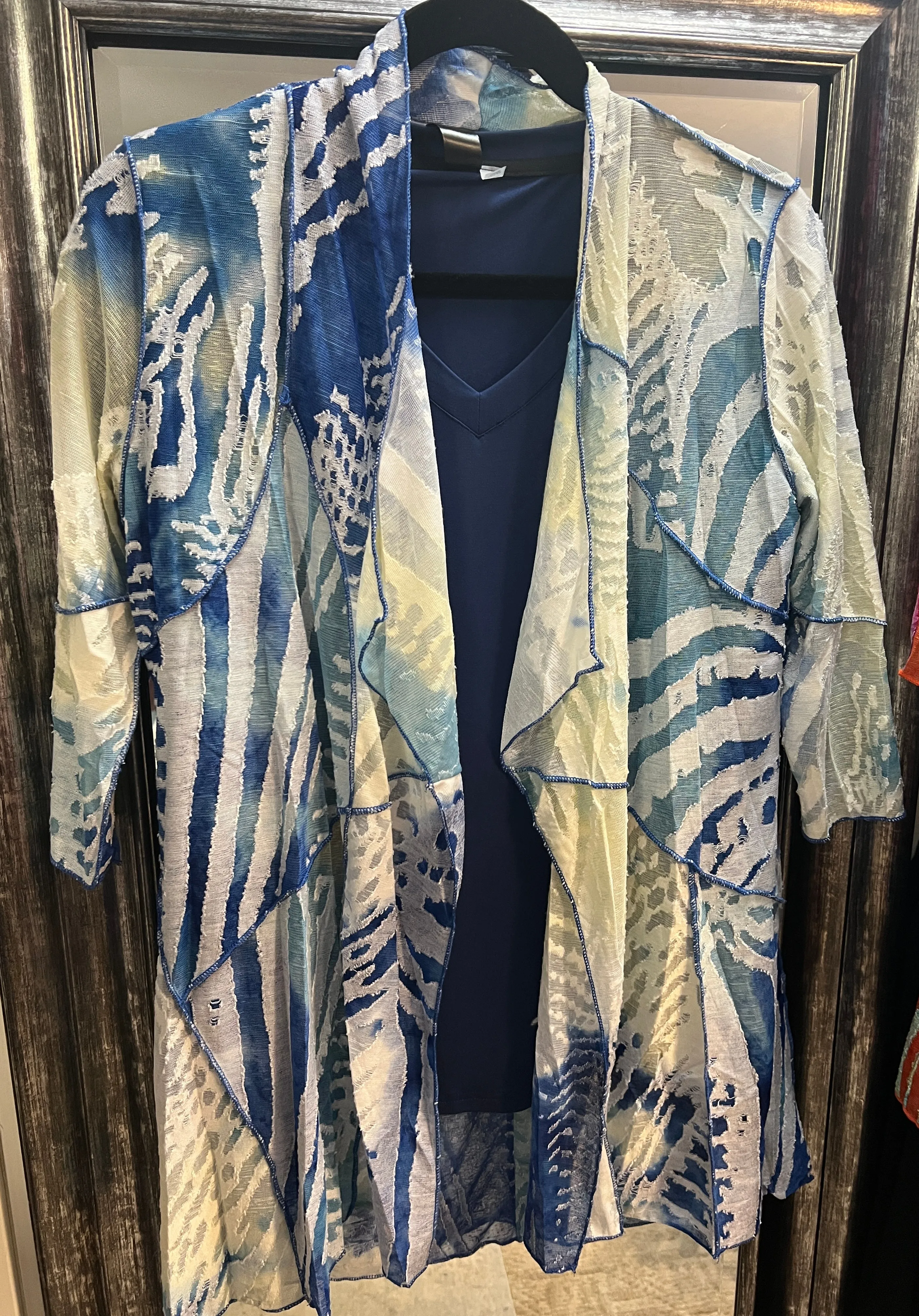 Mesh Cardigan in multi colours Blues