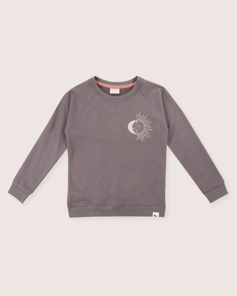 Midnight Grey Moon Motif Print Sweatshirt