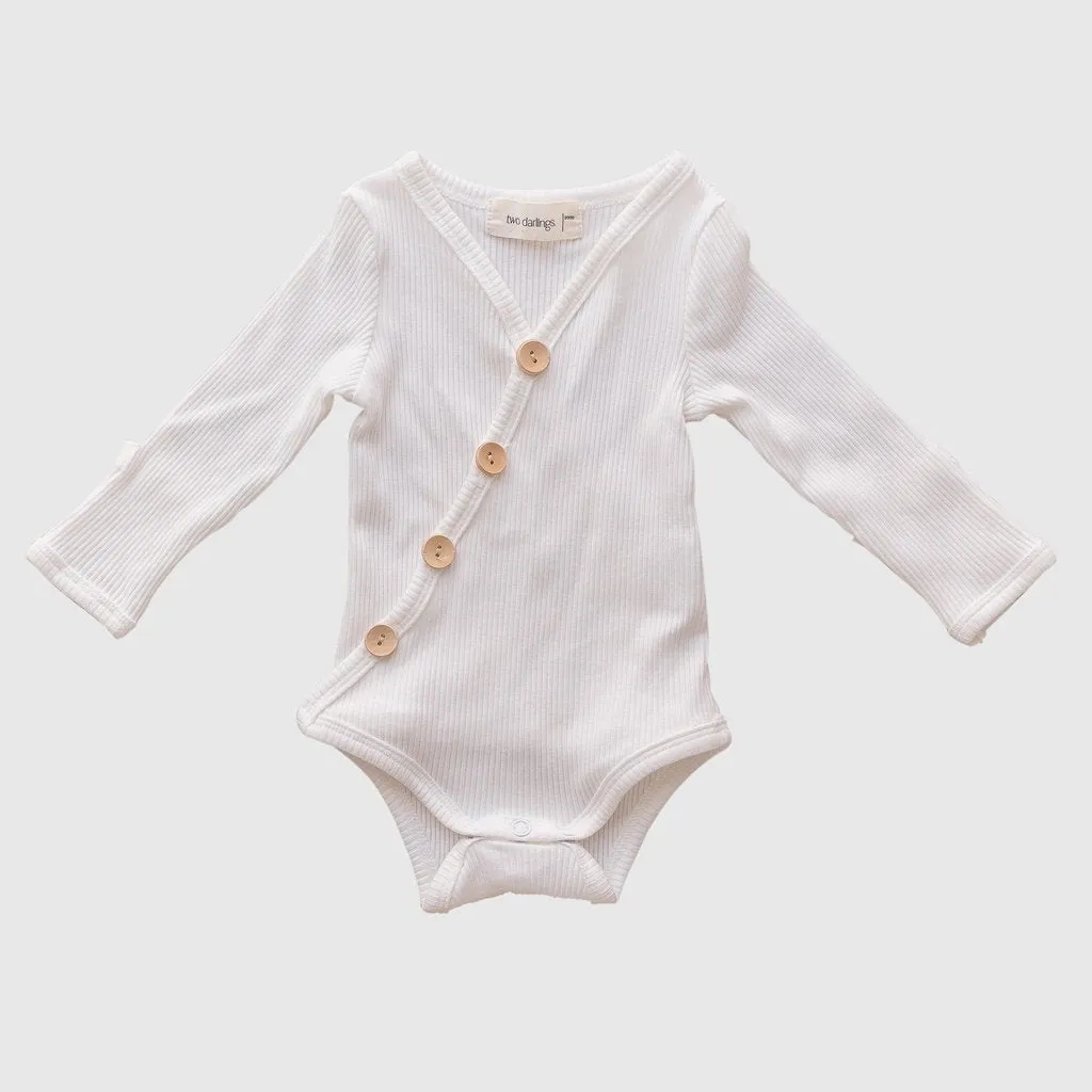 Milk White Rib Cotton Stretch Bodysuit