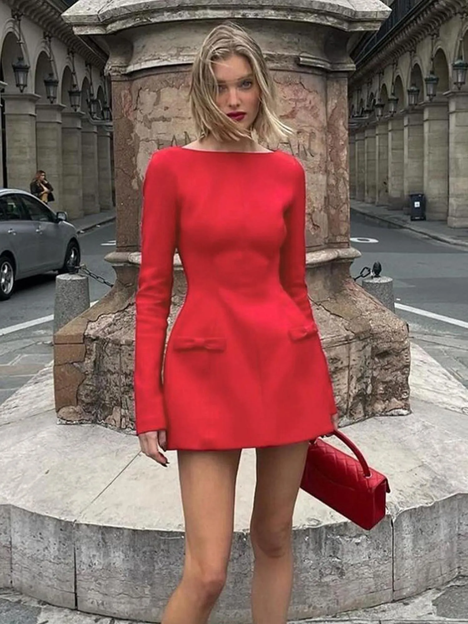 Mini Dress With Bow Details
