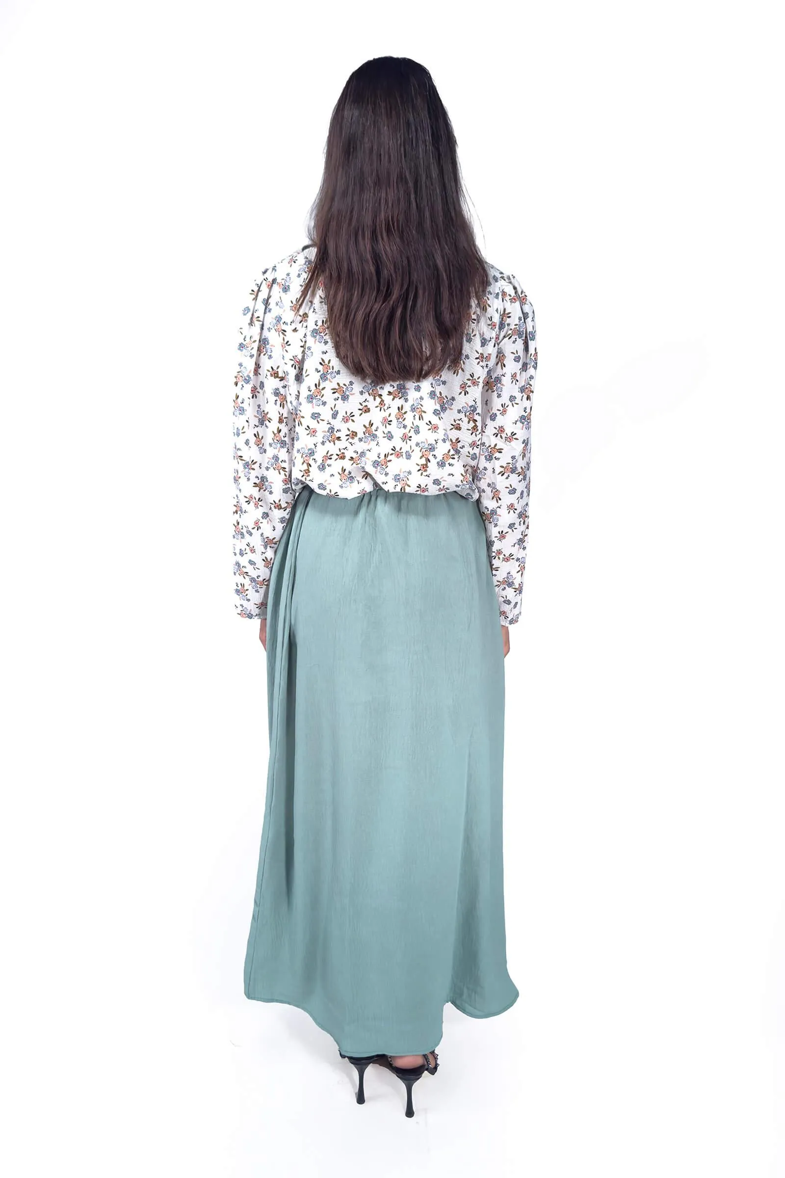 Mint Green Sophisticated Linen Maxi Skirt