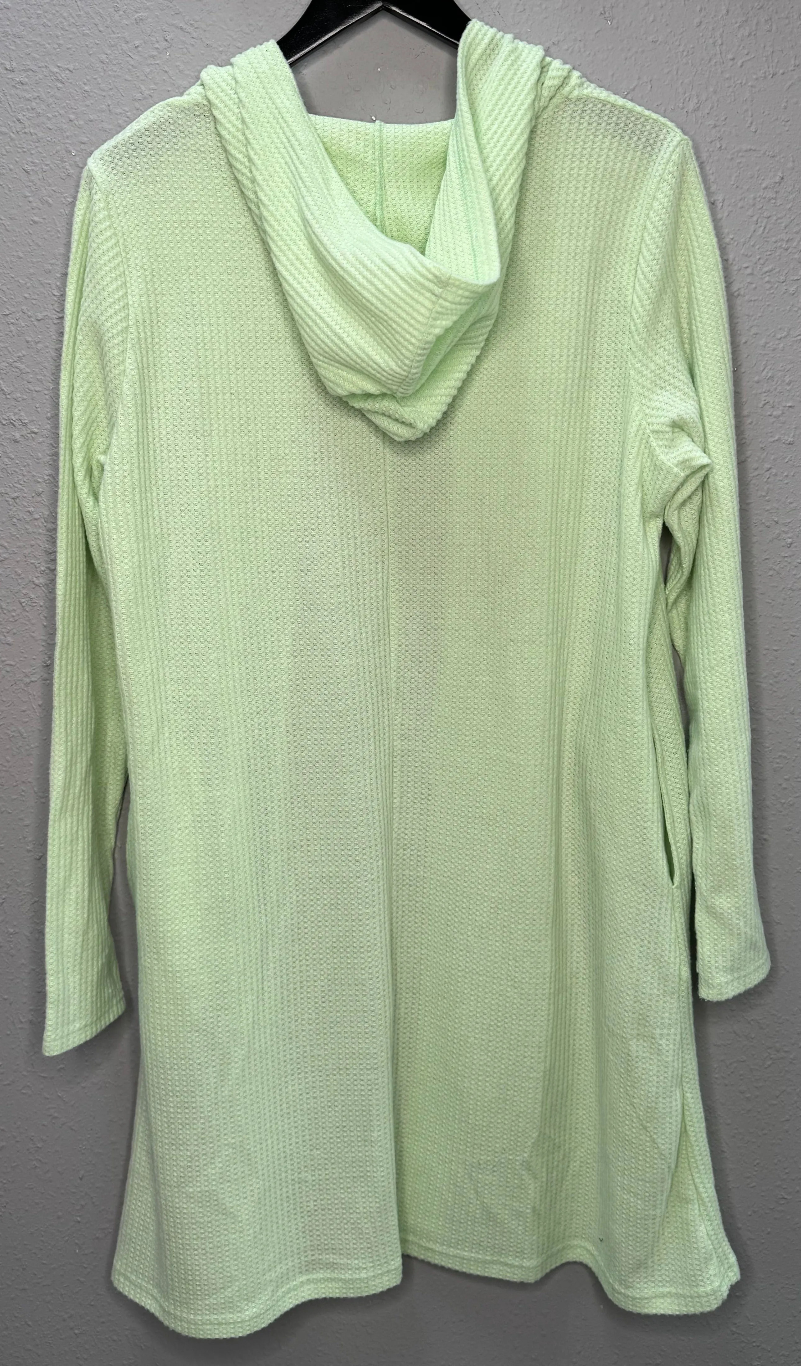 MM Hooded Waffle Cardigan - Lime