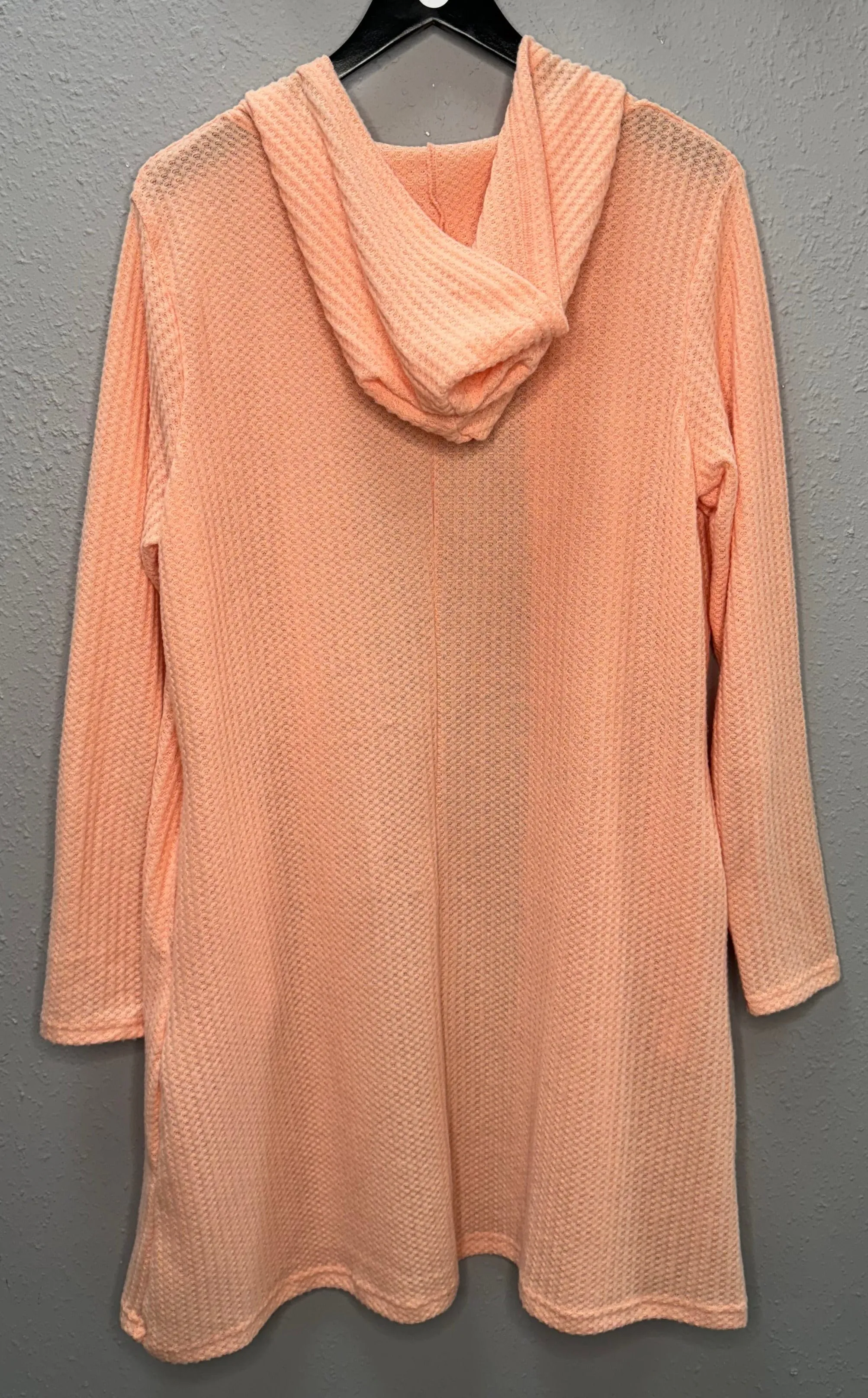 MM Hooded Waffle Cardigan -Peach