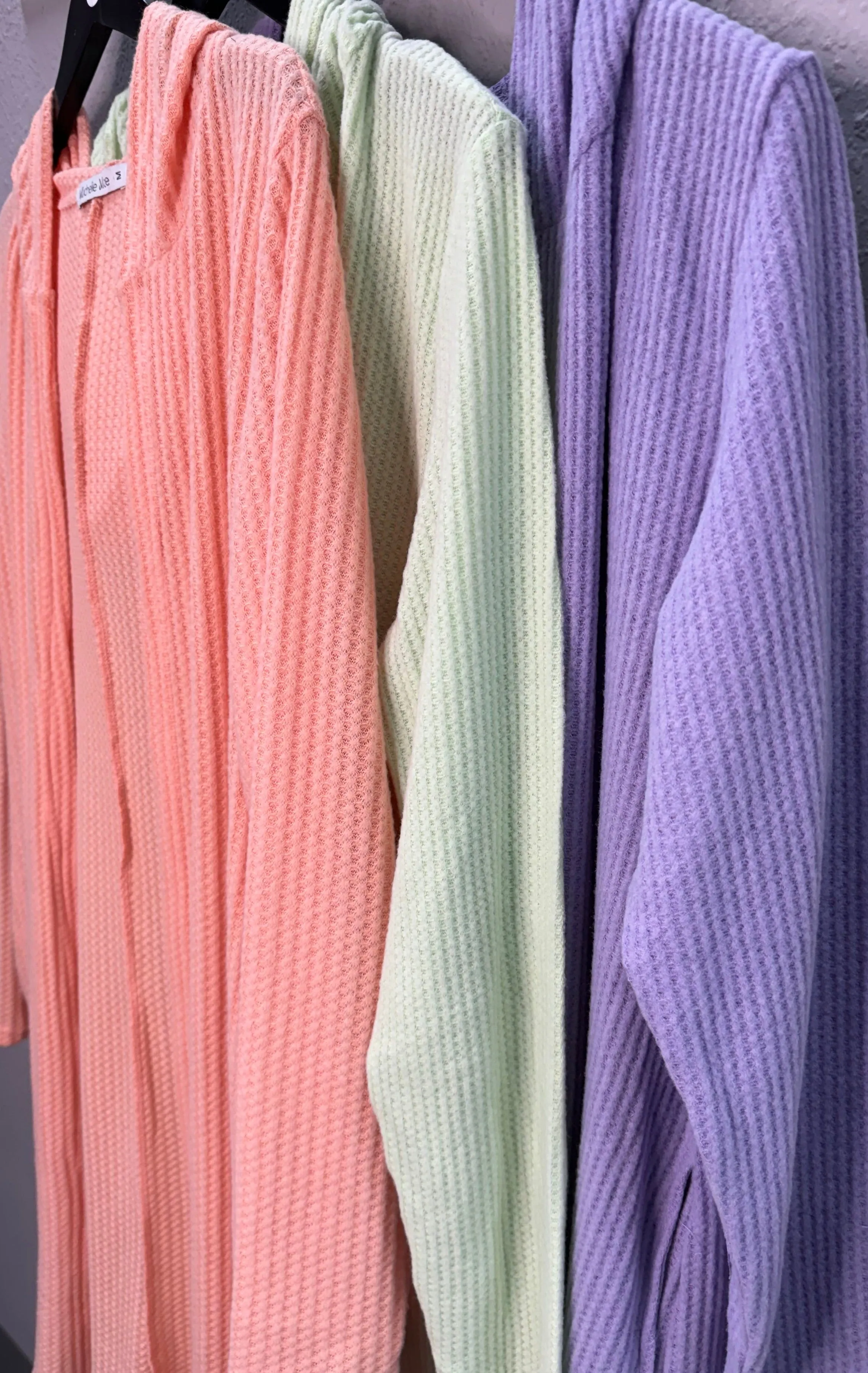 MM Hooded Waffle Cardigan -Peach