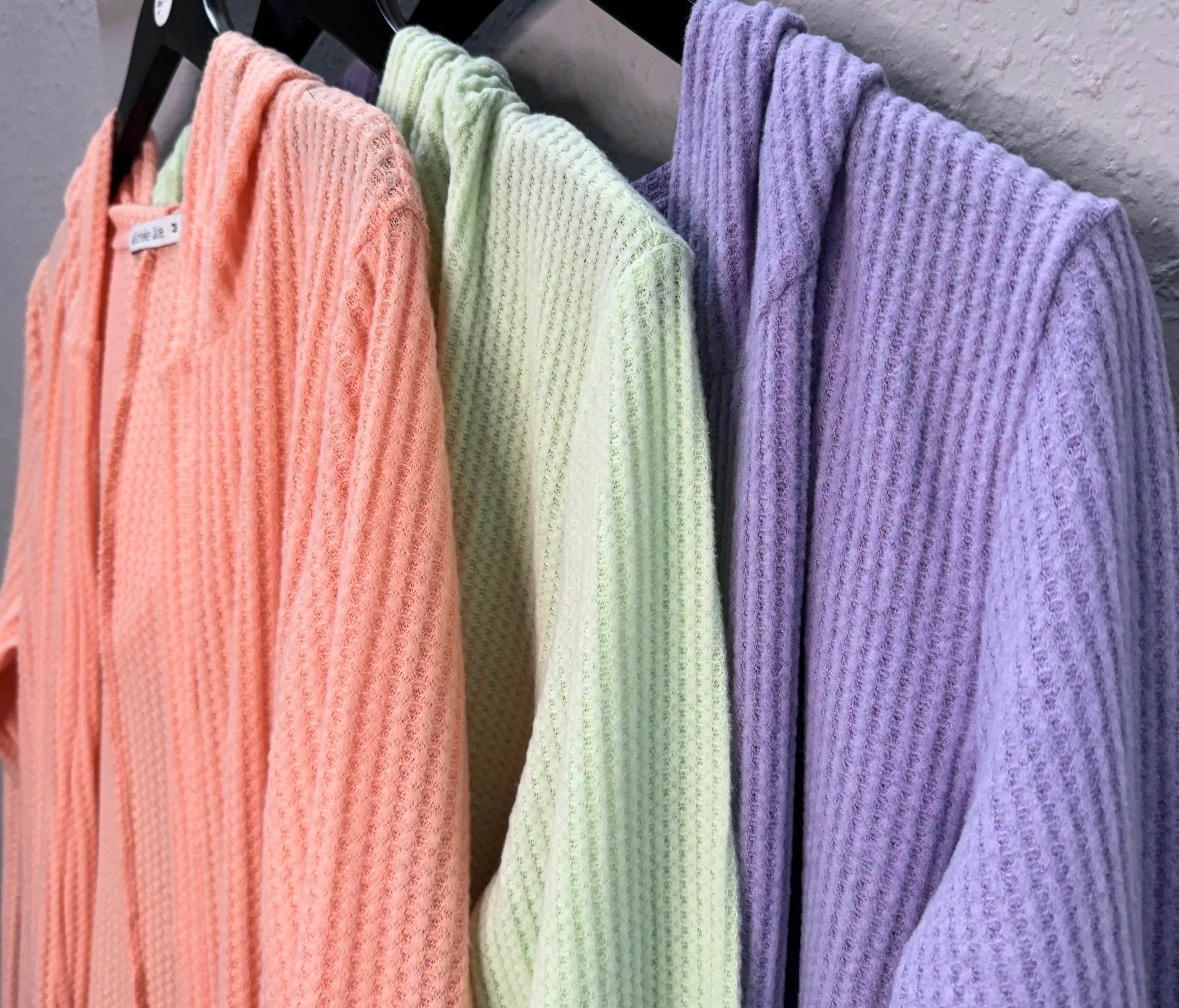 MM Hooded Waffle Cardigan -Peach