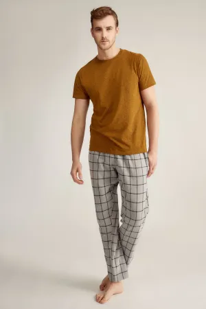 Mustard Grindle Marl Check Pyjama
