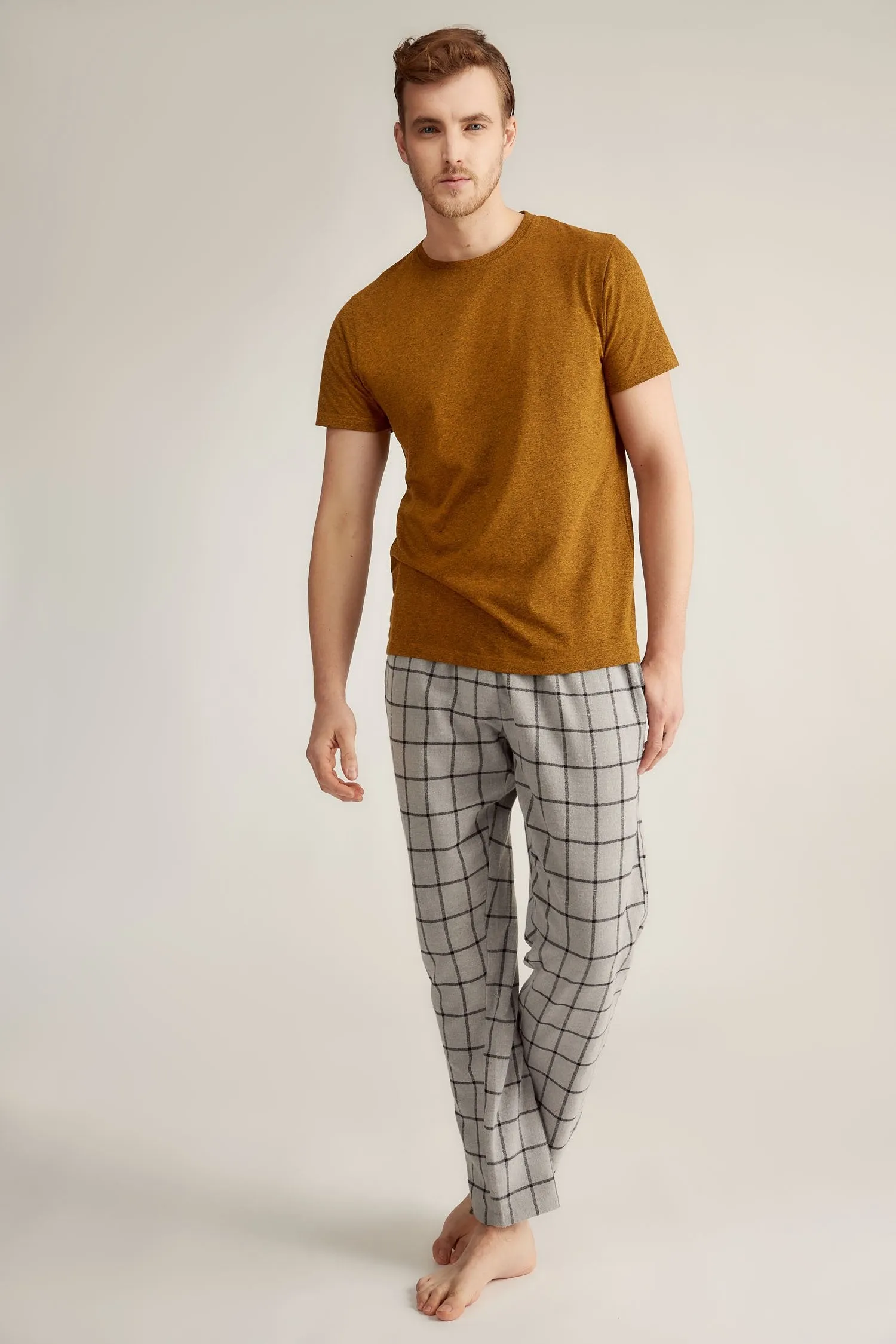 Mustard Grindle Marl Check Pyjama