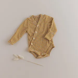 Mustard Stripe Rib Cotton Stretch Bodysuit