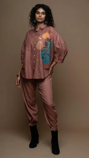 Muted Desert Rose Mystic Leaf: Co-ord Pants Set