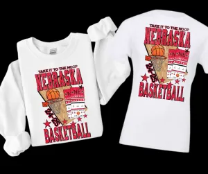 Nebraska Basketball Tickets WHITE Sweatshirt or Tee