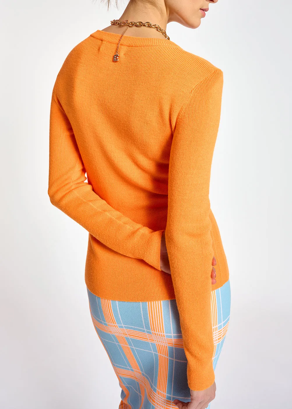 Neon orange rib-knitted sweater