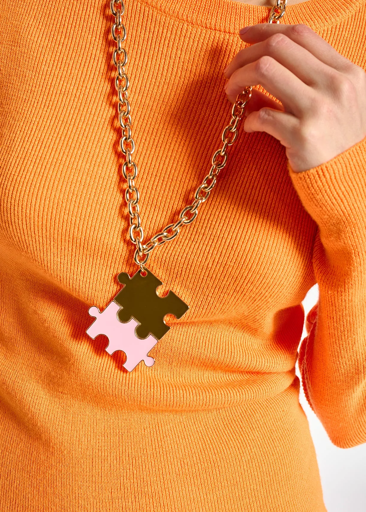 Neon orange rib-knitted sweater