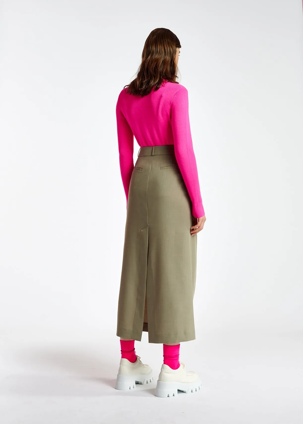 Neon pink rib-knitted sweater