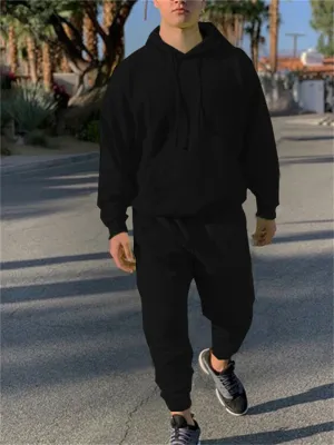 New Tracksuit Solid 2 Pieces Long Sleeve Hoody Loose Swearpants