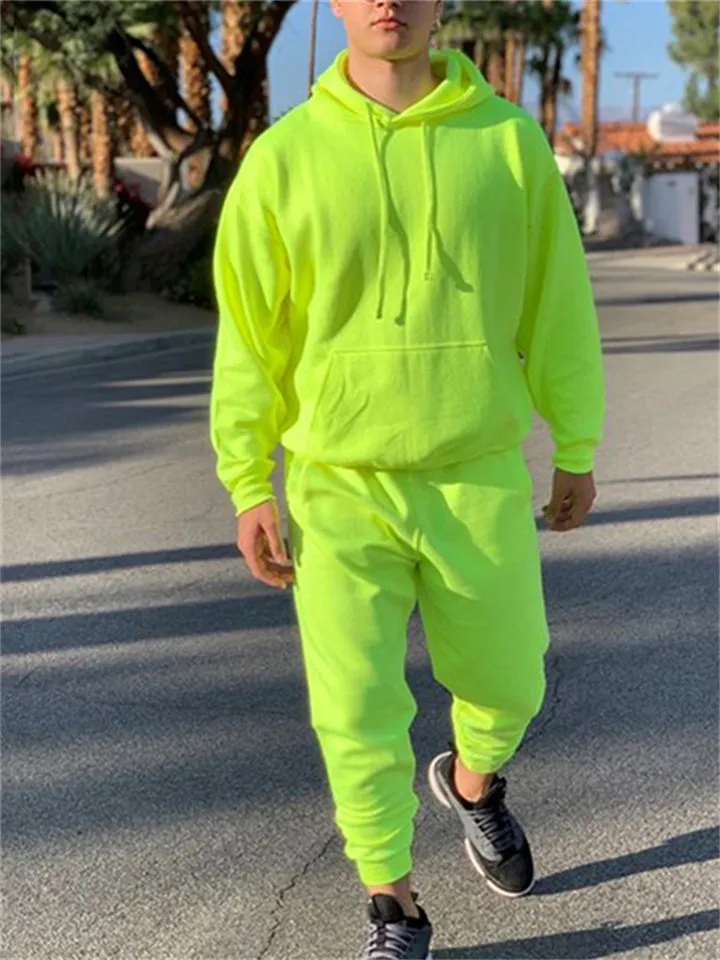New Tracksuit Solid 2 Pieces Long Sleeve Hoody Loose Swearpants