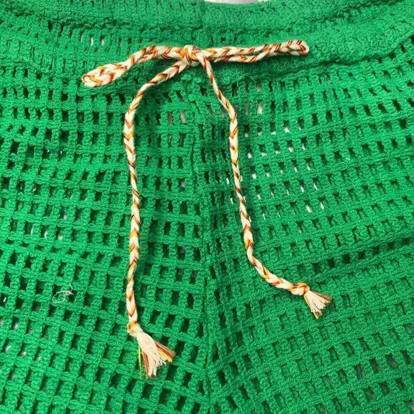 NWT BDG Open-Knit Kelly Green Baja Crochet Drawstring Waist Coverup Shorts, M