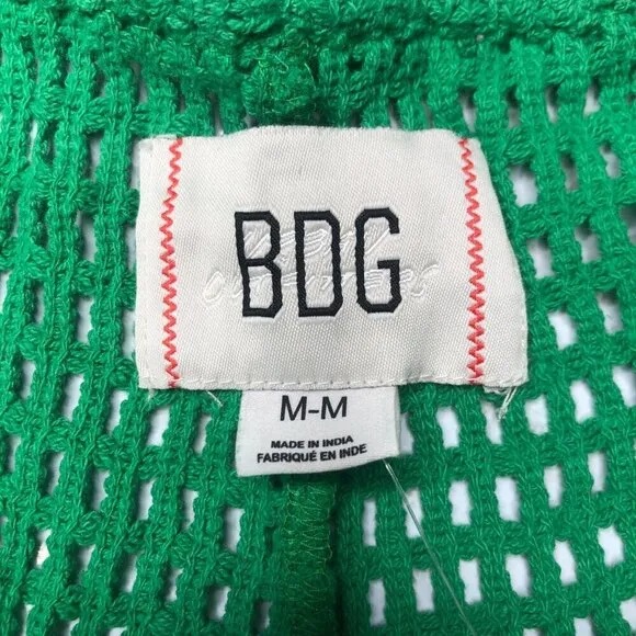 NWT BDG Open-Knit Kelly Green Baja Crochet Drawstring Waist Coverup Shorts, M