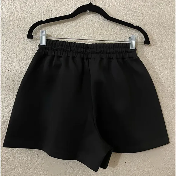 NWT Good American Scuba Drawstring Shorts With Pockets Size S Black Color