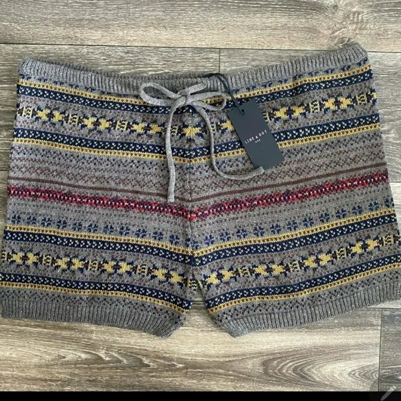NWT Line &amp; Dot Fair Isle Cashmere Blend Knit Shorts Size L