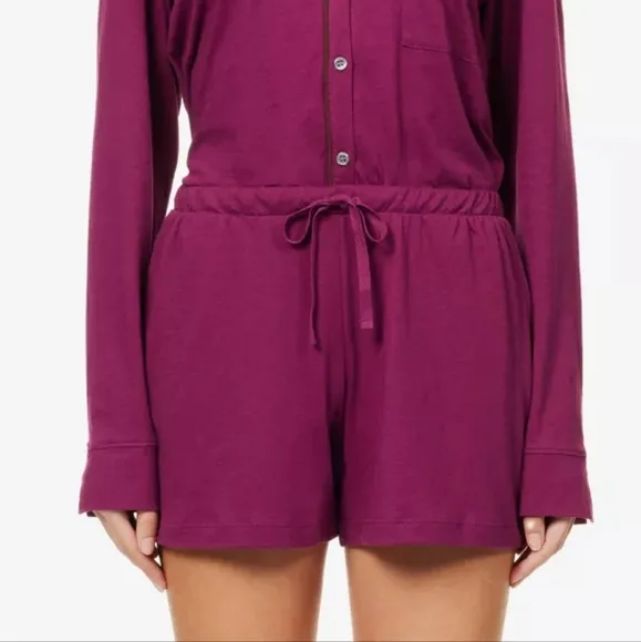NWT SKIN Organic Orchid Casey Drawstring-Waist Organic-Cotton Shorts