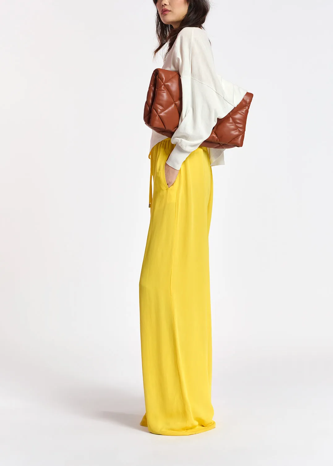Off-white cotton-blend sweater with cape effect