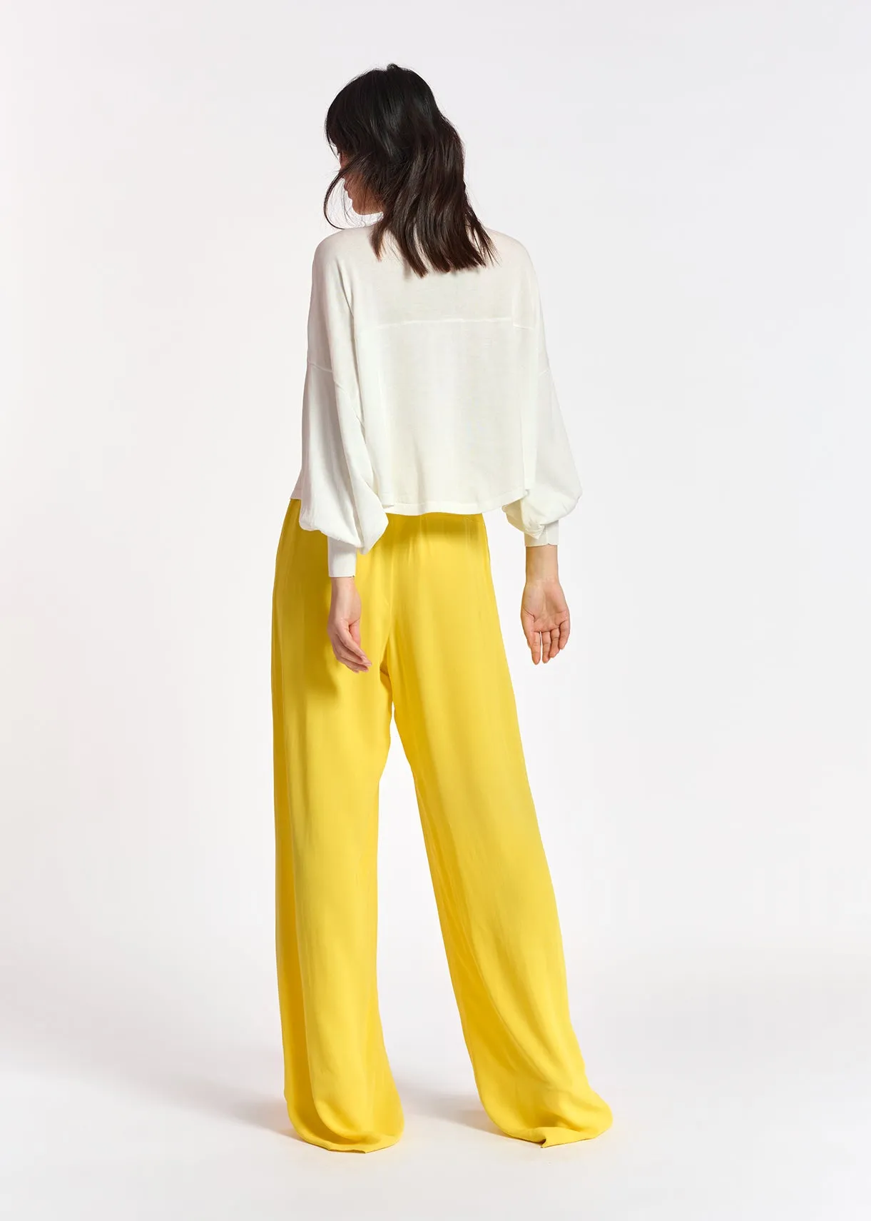 Off-white cotton-blend sweater with cape effect