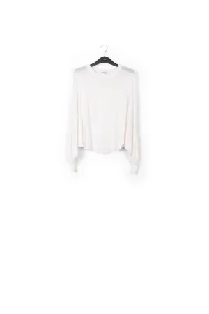 Off-white cotton-blend sweater with cape effect