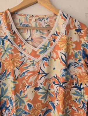 Orange floral loungwear set