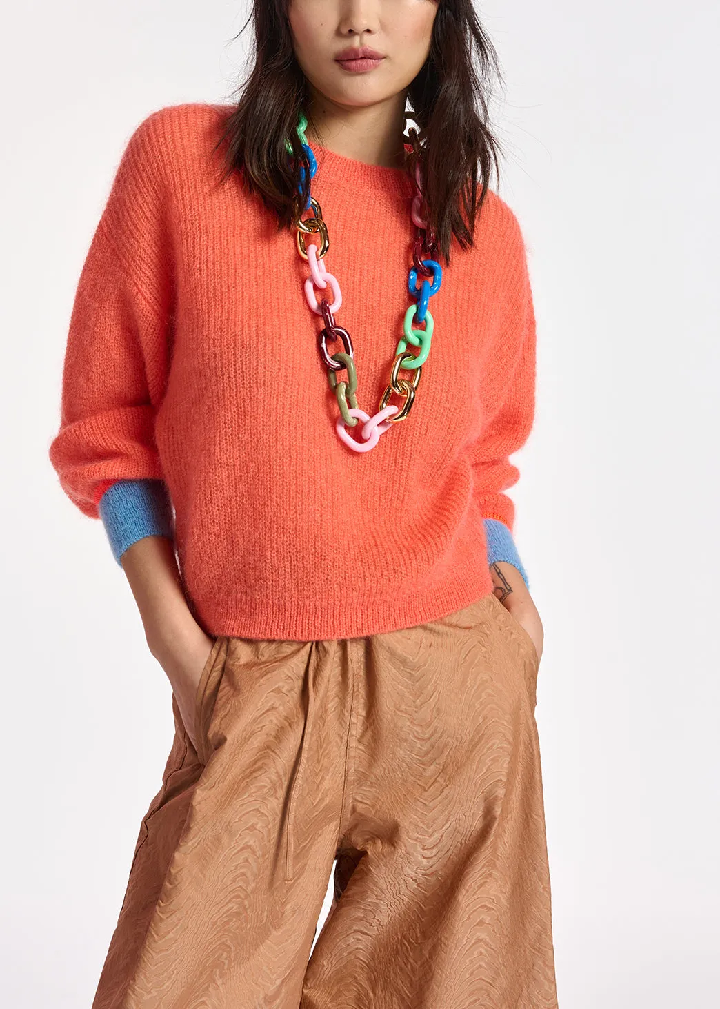 Orange mohair-blend knit