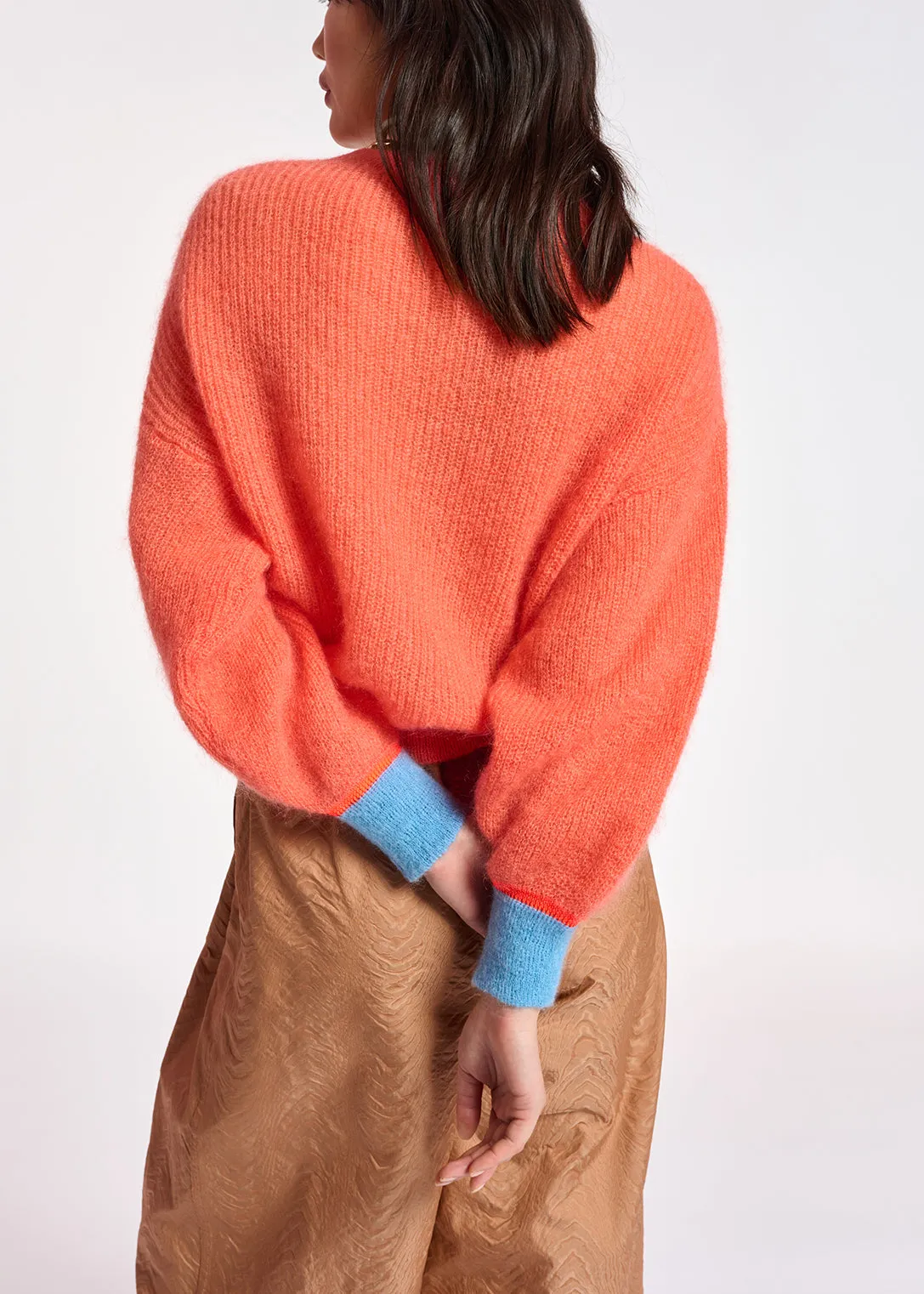 Orange mohair-blend knit