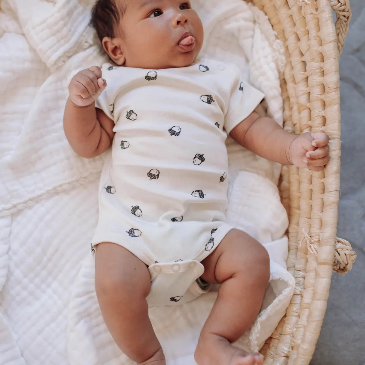 Organic Cotton Acorn S/Slv Bodysuit