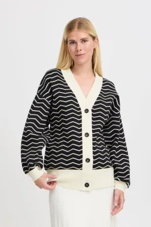 Otari Zig Zag Knit Cardigan - Black