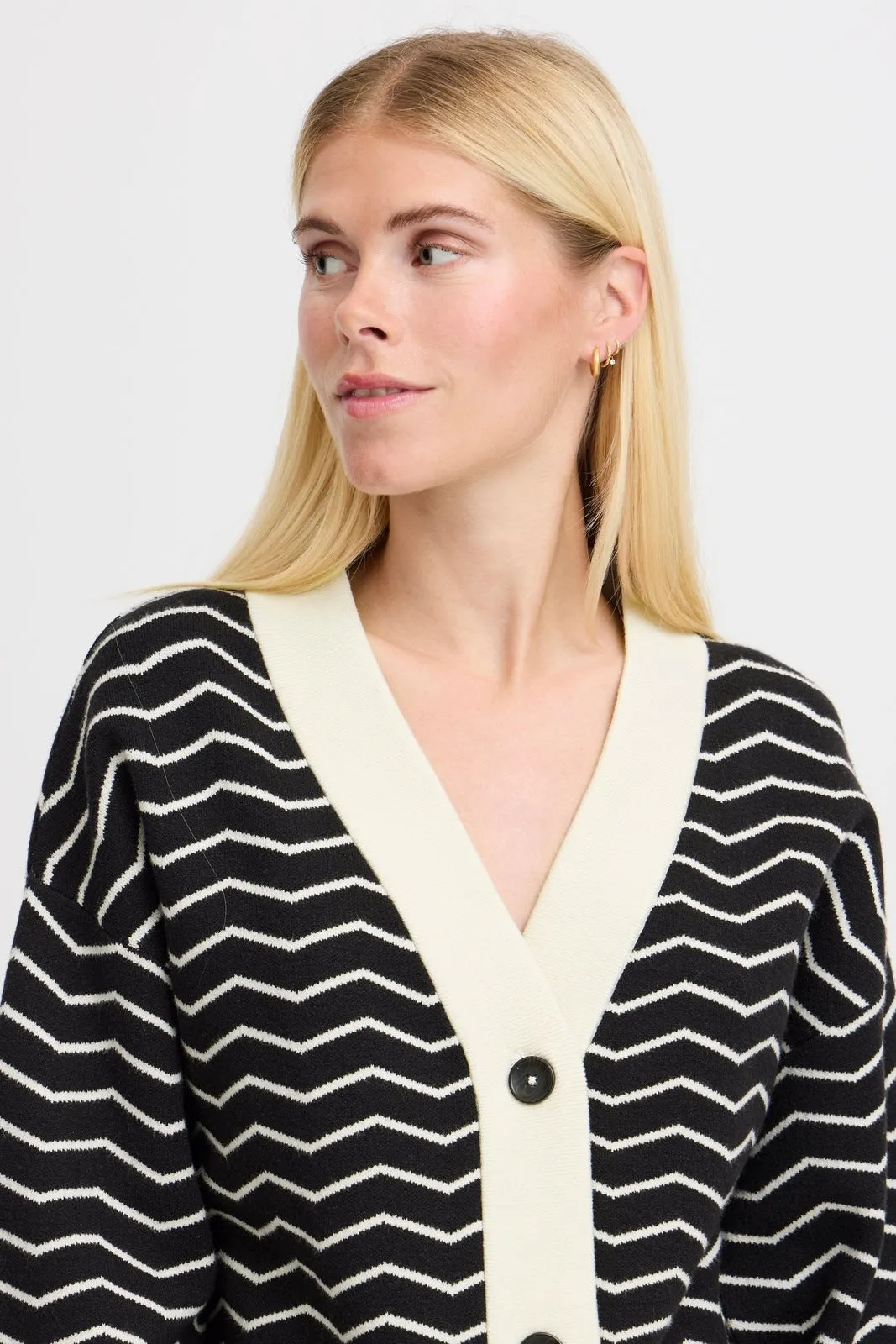 Otari Zig Zag Knit Cardigan - Black