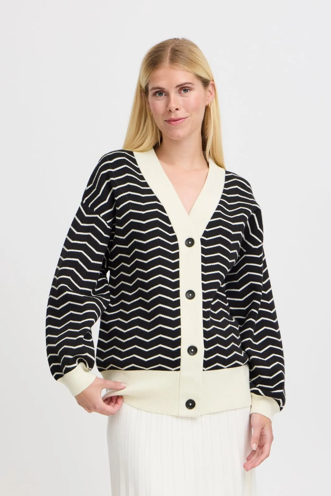 Otari Zig Zag Knit Cardigan - Black